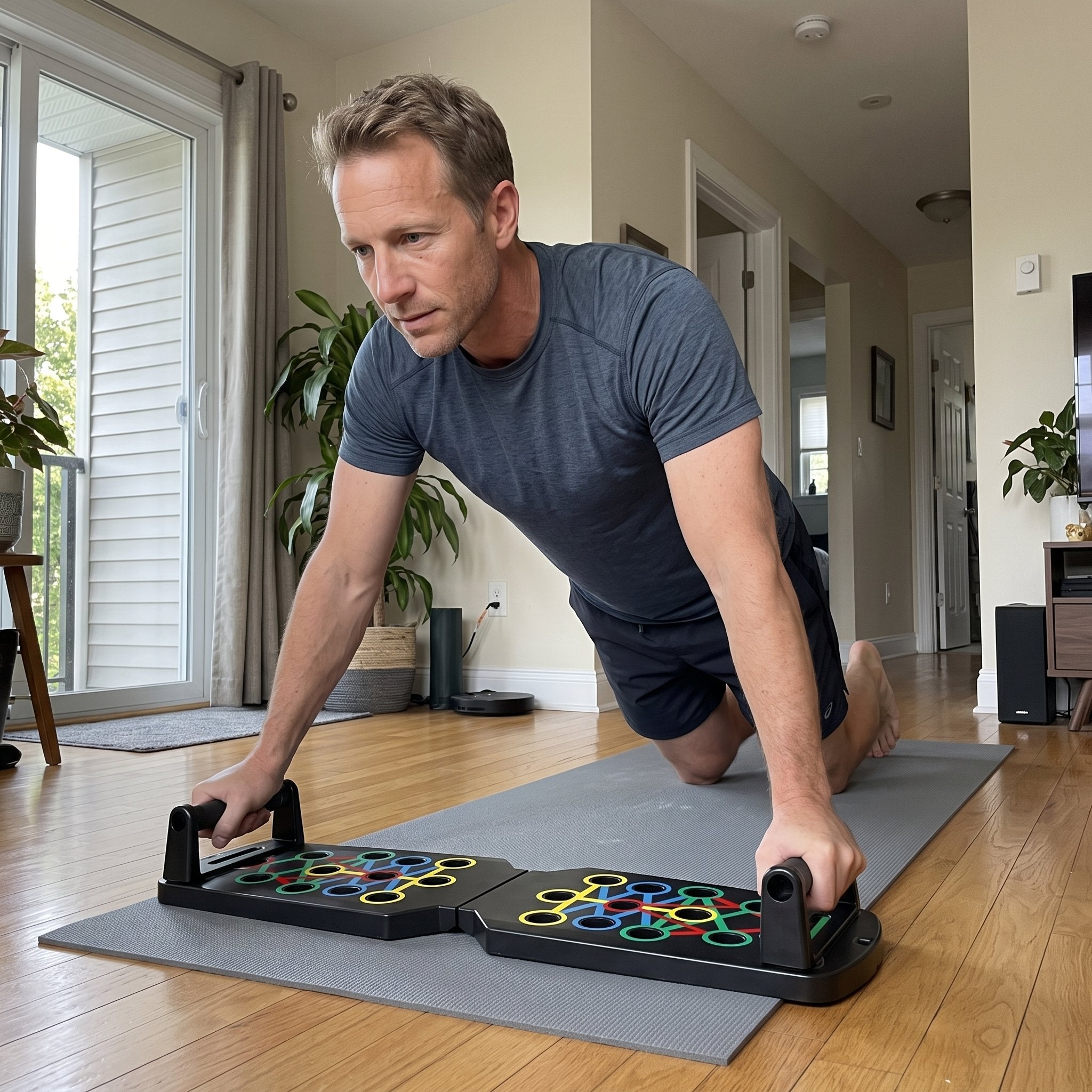 Man Positioning A Black Board At Home