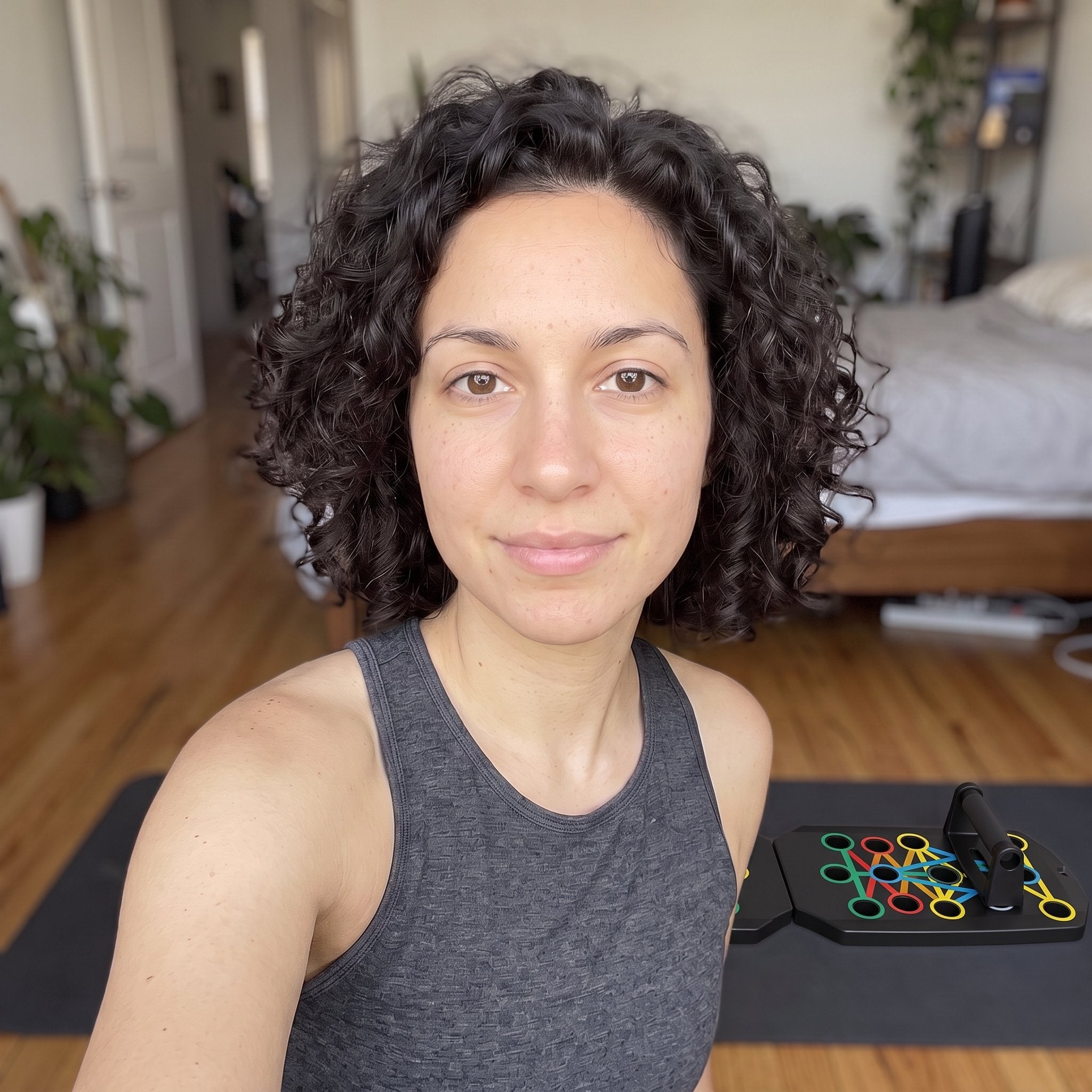 Rep Ready folding push-up board in a home workout moment 12
