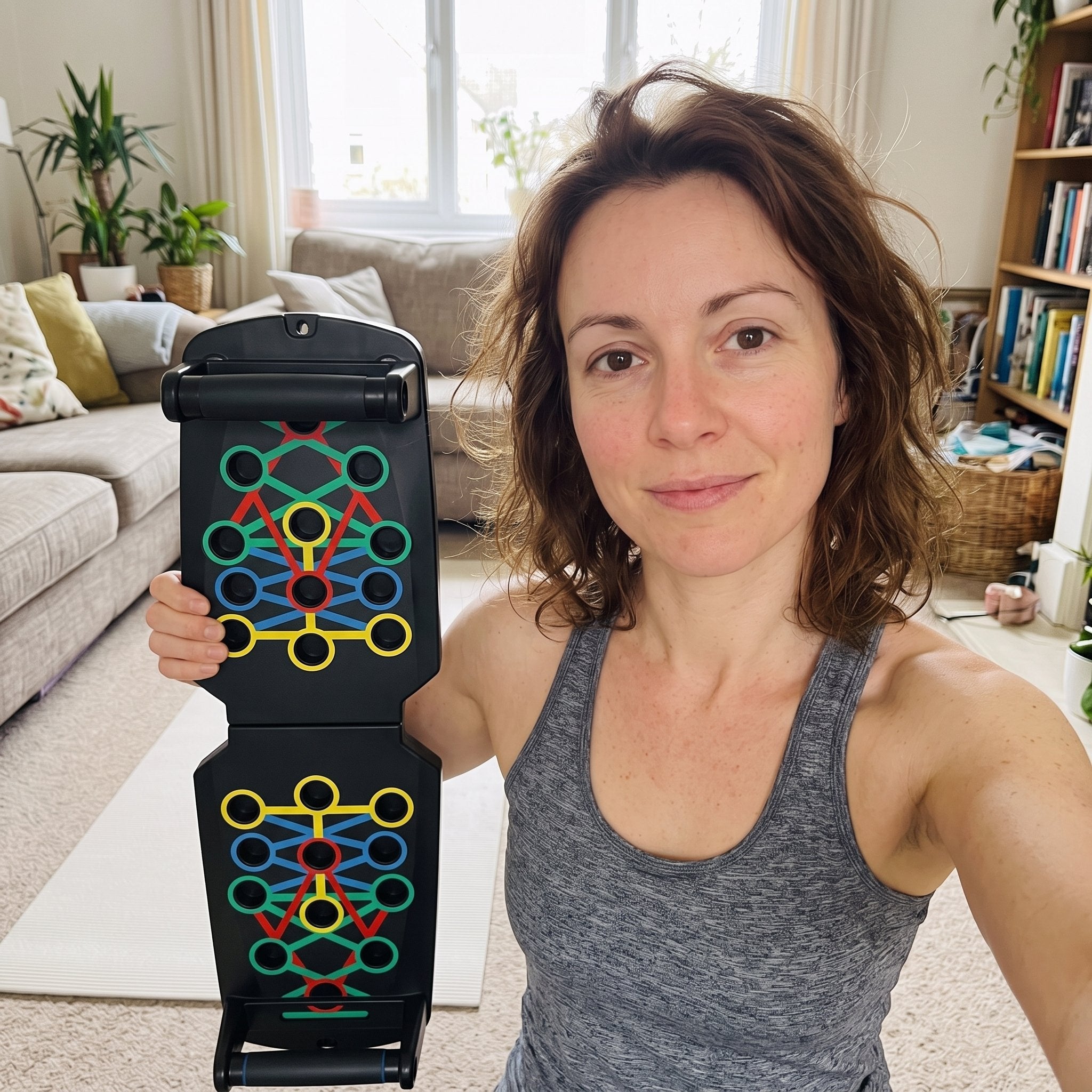 Emma R. with a Rep Ready folding push-up board