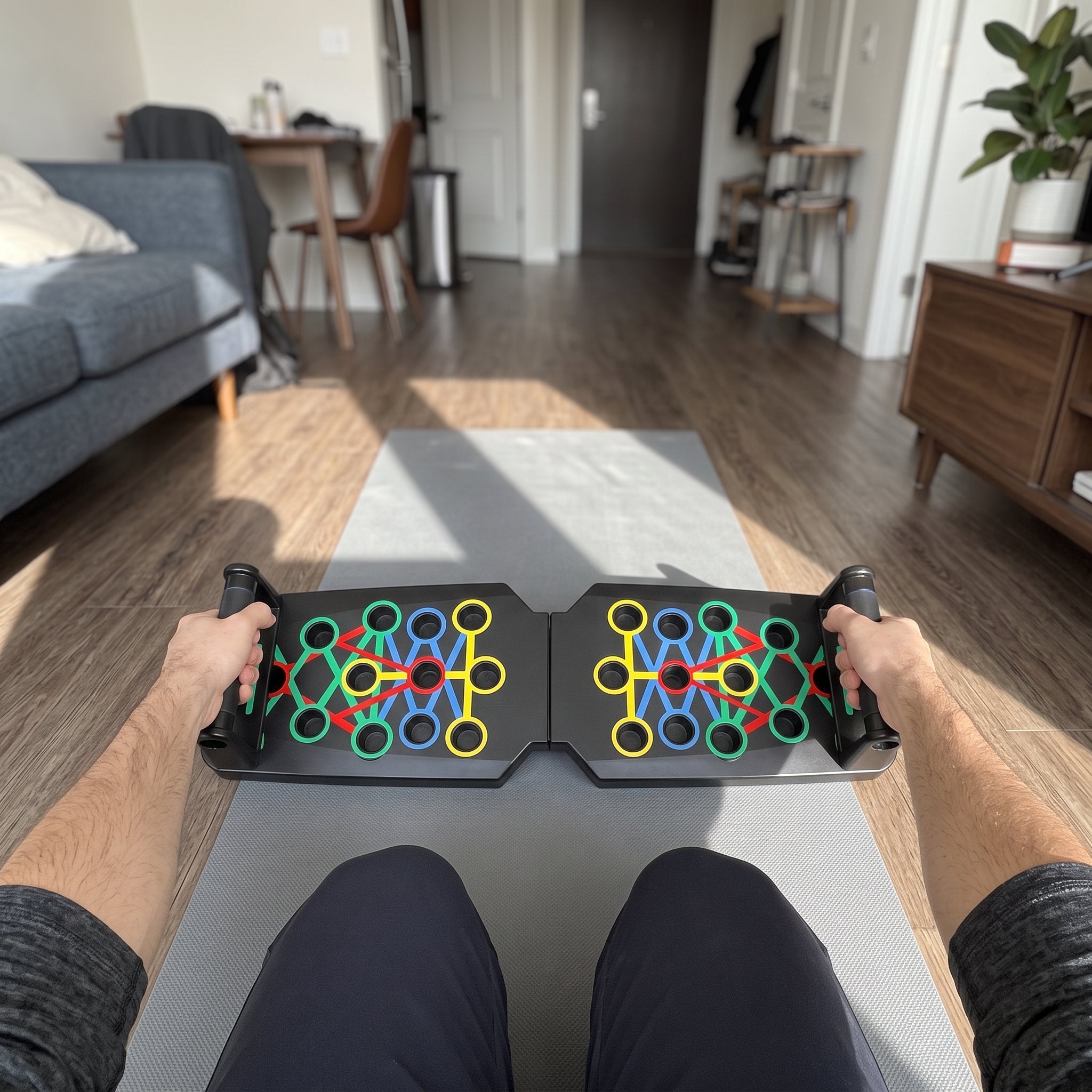 Daniel K. with a Rep Ready folding push-up board