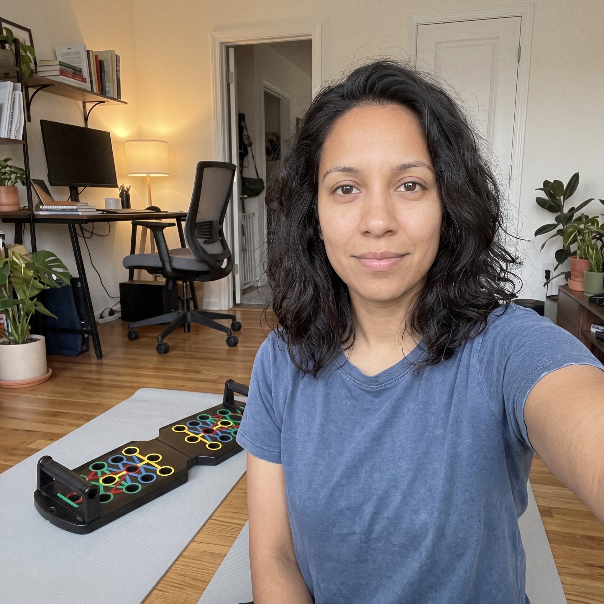 Priya S. with a Rep Ready folding push-up board